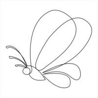 continuo soltero línea mano dibujado mariposa diseño minimalismo contorno vector Arte ilustración