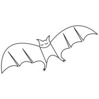 Halloween bat continuous hand drawn single line art drawing vector illustration of style