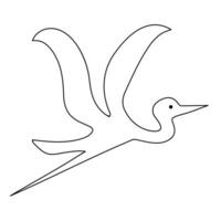 The heron and flamingo single line art drawing vector illustration of continuous Minimalist style.