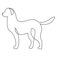 Dog pet animal continuous one line art drawing and dog icon simple outline vector illustration