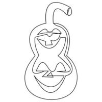 Halloween pumpkin with a face single line art drawing continuous vector outline illustration minimalism