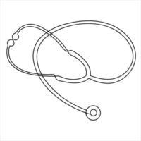 Stethoscope continuous one line hand drawing of outline vector icon and illustration of minimalist