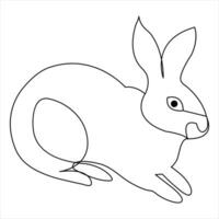 Continuous single line art drawing rabbit pet animal jumping sketch hand drawn outline vector illustration