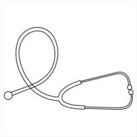 Stethoscope continuous one line hand drawing of outline vector icon and illustration of minimalist