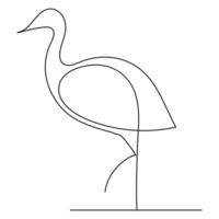 The heron and flamingo single line art drawing vector illustration of continuous Minimalist style.