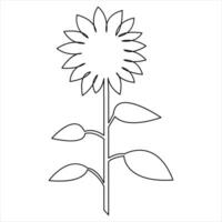 Sunflower continuous single line art drawing outline vector art illustration design minimalist