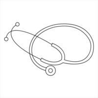 Stethoscope continuous one line hand drawing of outline vector icon and illustration of minimalist