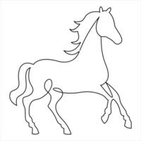 caballo símbolo continuo soltero línea mano dibujo animal y contorno vector Arte minimalista diseño