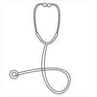 Stethoscope continuous one line hand drawing of outline vector icon and illustration of minimalist