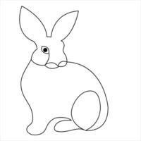 Continuous single line art drawing rabbit pet animal jumping sketch hand drawn outline vector illustration