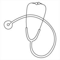 Stethoscope continuous one line hand drawing of outline vector icon and illustration of minimalist