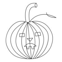 Halloween pumpkin with a face single line art drawing continuous vector outline illustration minimalism