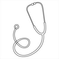 Stethoscope continuous one line hand drawing of outline vector icon and illustration of minimalist