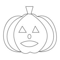 Halloween pumpkin with a face single line art drawing continuous vector outline illustration minimalism