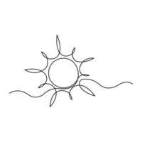 Sun summer continuous single line art drawing outline vector illustration sunrise weather icon