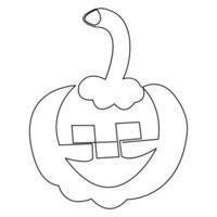 Halloween pumpkin with a face single line art drawing continuous vector outline illustration minimalism