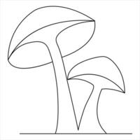 Single line art drawing mushroom nature food symbol outline vector art minimalist design illustration