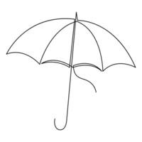Continuous one line art drawing of doodle umbrella outline vector art sketch