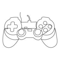 Continuous one line art vector gamepad joystick device to control playing video games