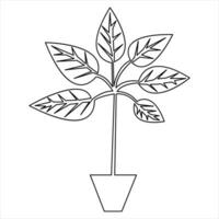 Continuous single line drawing plant of leaf outline vector icon minimalist art