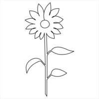 Sunflower continuous single line art drawing outline vector art illustration design minimalist