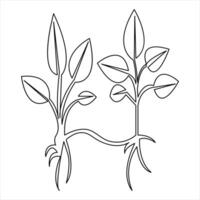 Continuous single line drawing plant of leaf outline vector icon minimalist art