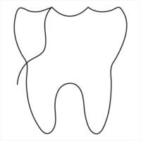 Continuous single line art drawing tooth outline vector art sketch illustration and icon design
