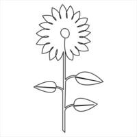 Sunflower continuous single line art drawing outline vector art illustration design minimalist