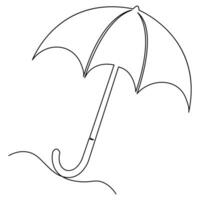 Continuous one line art drawing of doodle umbrella outline vector art sketch