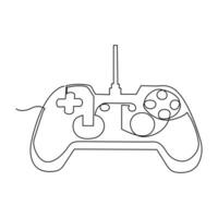 Continuous one line art vector gamepad joystick device to control playing video games