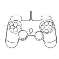 Continuous one line art vector gamepad joystick device to control playing video games