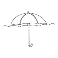 Continuous single line art drawing of umbrella outline vector art illustrations