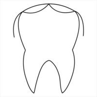 Tooth icon outline vector art illustration continuous one line art drawing and minimalist design