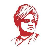 swami vivekananda outline drawing illustration and national youth day vector design.