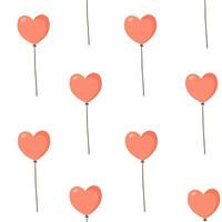 Red heart balloons St Valentines Day, February 14th. Love vector seamless pattern, print, wallpaper, textile, fabric, background, wrapping paper, packaging design