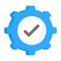 Conceptual flat design icon of verified setting vector