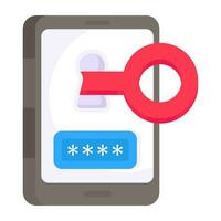 Conceptual flat design icon of mobile security vector