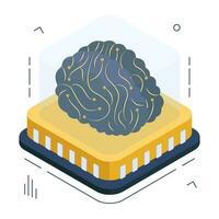 Vector design of brain, isometric style icon