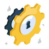 Keyhole inside gear, icon of security setting vector