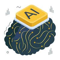 Vector design of ai brain, isometric style icon