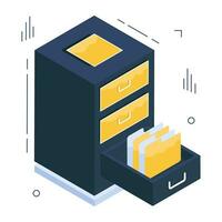 Conceptual isometric design icon of server drawer vector