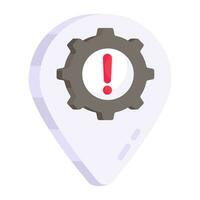 Conceptual flat design icon of location setting error vector