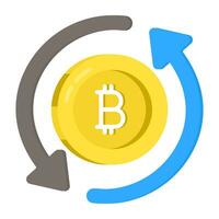 An icon design of bitcoin transfer vector