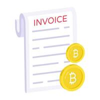 Creative design icon of bitcoin invoice vector