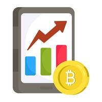 Premium download icon of mobile bitcoin analytics vector