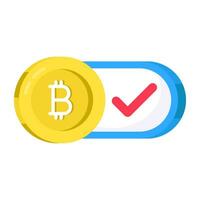 A unique design icon of approved bitcoin vector