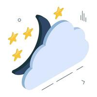 un hermosa diseño icono de nublado noche vector