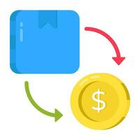 Conceptual flat design icon of cash on delivery vector