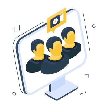 Conceptual isometric design icon of conference call vector