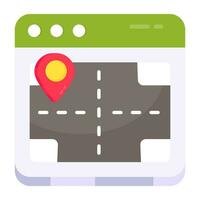 A flat design icon of road location vector